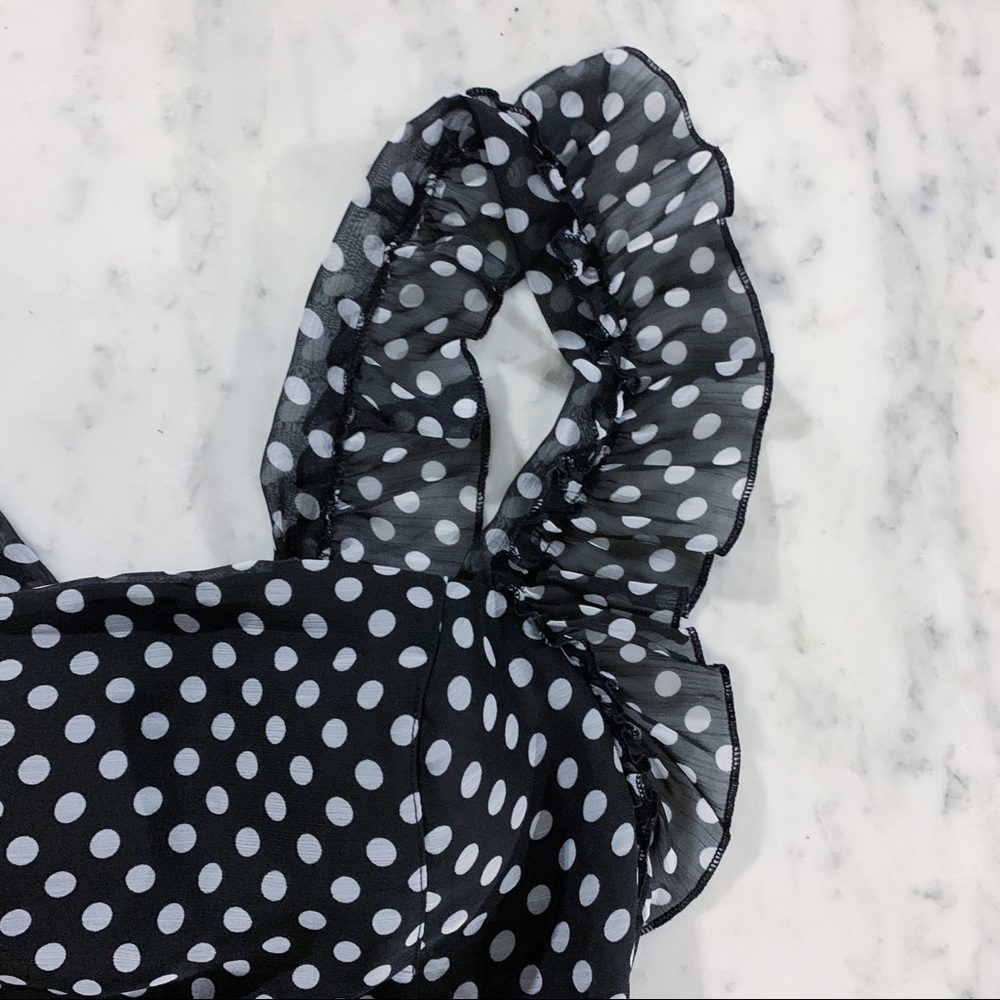 Black White Polka Dot Open Back Dress - Picture 12 of 13